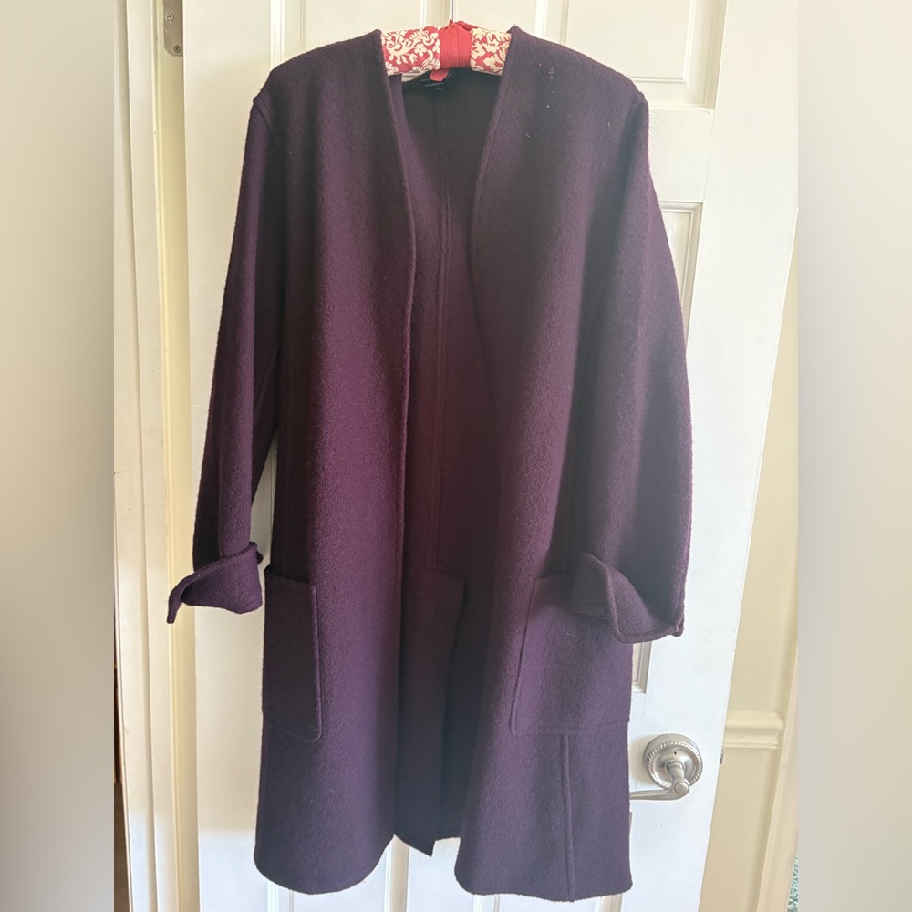 Willi Smith Deep Purple Open Front Wool Coat